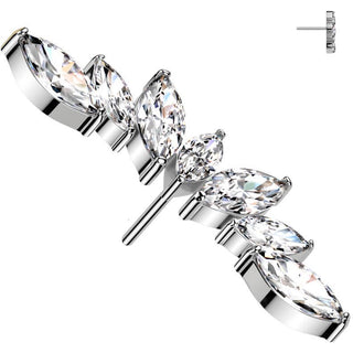 Titanio Superiore ventaglio 7 zirconi tagliuo marquise Push-In