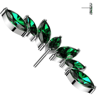 Titanio Superiore ventaglio 7 zirconi tagliuo marquise Push-In