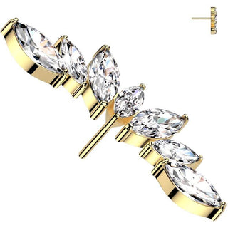 Titanio Superiore ventaglio 7 zirconi tagliuo marquise Push-In