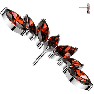 Titanio Superiore ventaglio 7 zirconi tagliuo marquise Push-In