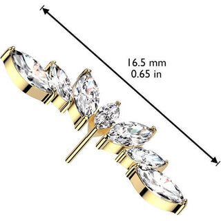 Titanio Superiore ventaglio 7 zirconi tagliuo marquise Push-In