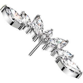 Titanio Superiore ventaglio 7 zirconi tagliuo marquise Push-In