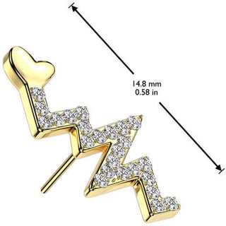 Titanio Superiore batito di cuore zirconi Push-In