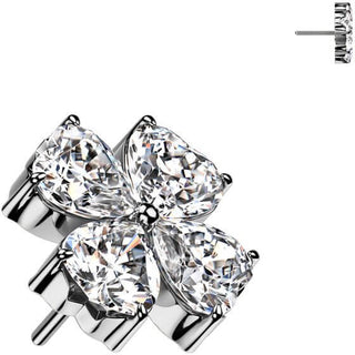 Titanio Superiore fiore croce zirconi Push-In