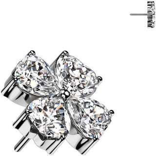 Titanio Superiore fiore croce zirconi Push-In