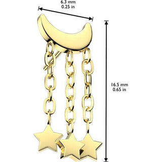 Titanio Pendente Luna cerscente stelle Push-In