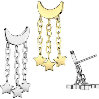 Titanio Pendente Luna cerscente stelle Push-In