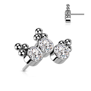 Titanium top 3 zirconias beaded balls Push-In