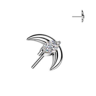 Titanio superiore luna crescente zircone Push-In