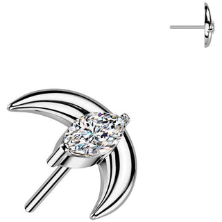 Titanio superiore luna crescente zircone Push-In