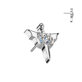 Titanio superiore pugnale ala di pipistrello zircone Push-In