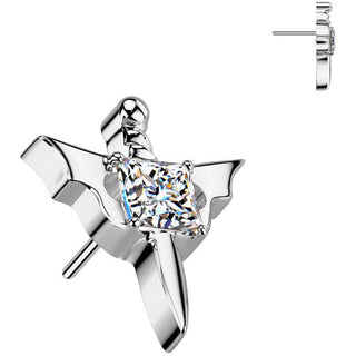 Titanio superiore pugnale ala di pipistrello zircone Push-In