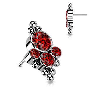 Titanium top 4 zirconias beaded balls Push-In