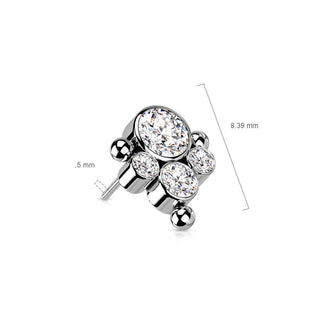 Titanium top 4 zirconias beaded balls Push-In