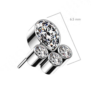 Titanium Top Drop 4 Zirconia Silver Push-In