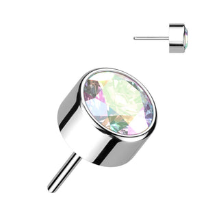 Titanio Superiore tondo con zircone/opale Push-In