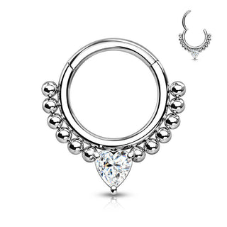 Ring Heart Zirconia Silver Clicker