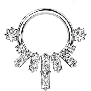 Ring Baguette Fan Zirconia Clicker