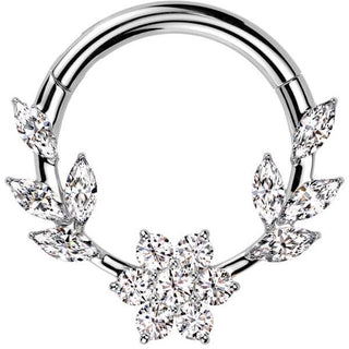 Anello Piercing viti fiore zircone Segment