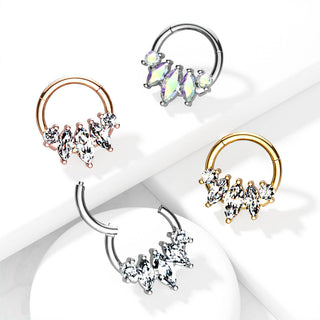 Anello Piercing 5 zirconi taglio marquise Clicker