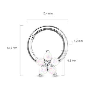 Anello Piercing Fiore di opali Clicker