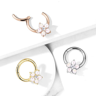 Anello Piercing Fiore di opali Clicker