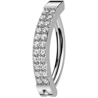 Belly Button Piercing double line pave zirconia Segment