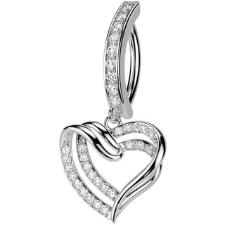 Belly Button Piercing heart dangle zirconia Segment