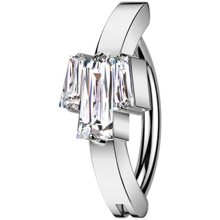 Belly Button Piercing zirconia baguette cut