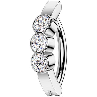 Belly Button Piercing three zirconias bezel setting