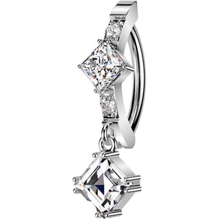 Belly Button Piercing square dangle zirconia