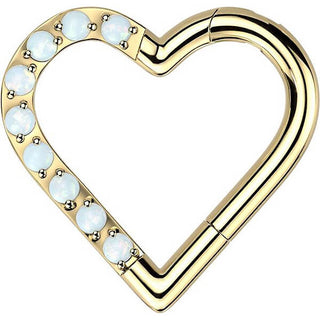 Titanium Ring Heart Opal Clicker