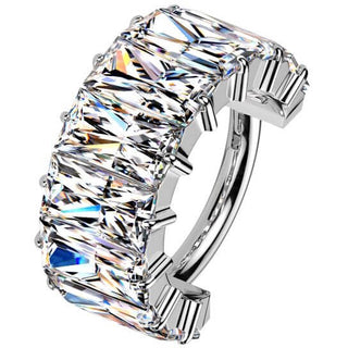 Titanium Ring wide large baguette cut zirconias Segment