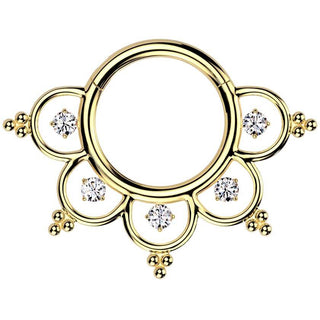 Titanio Anello Piercing Filigrano zirconi e anelli Segment