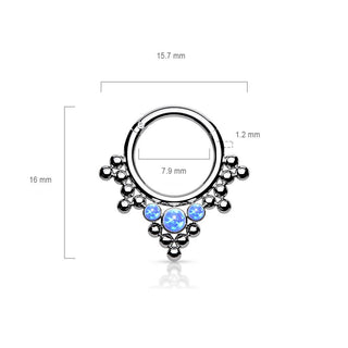 Titanium Ring Ball Opal Silver Clicker