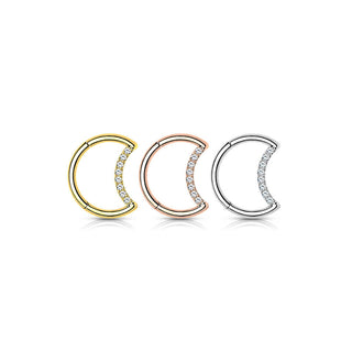 Titanium Ring Moon Zirconia Clicker