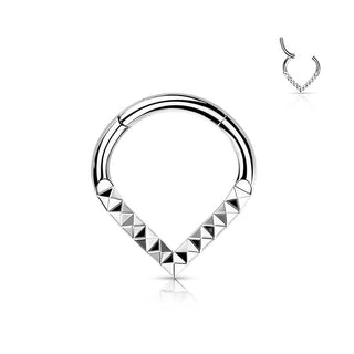 Titanium Ring Chevron Pyramid Cut Clicker