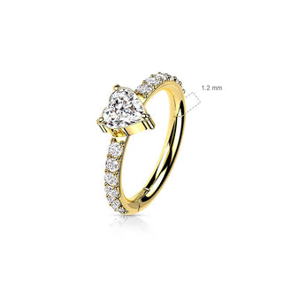Titanium Ring Heart Zirconia Clicker