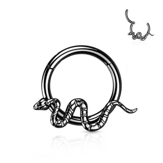 Titanium Ring Snake Silver Clicker