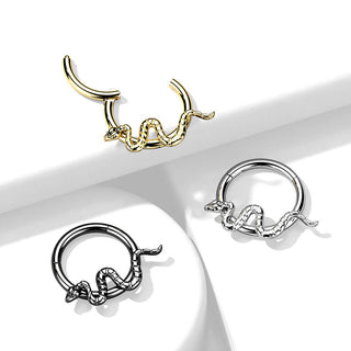 Titanium Ring Snake Silver Clicker