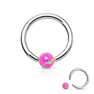 Ring Ball Opal Silver Captive Bead