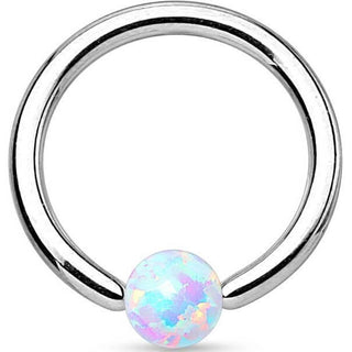 Ring Ball Opal Silver Captive Bead