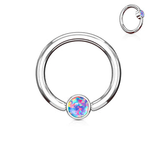 Ring Ball Flat Zirconia Silver Captive Bead