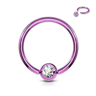 Anello Piercing Sfera con zircone Perla Prigioniera