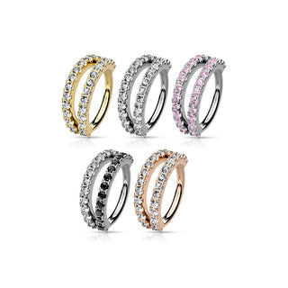 Kółko trójwymiarowe podwójny cyrkonia kolczyk rozginany