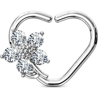 Ring Heart Flower Zirconia Bendable
