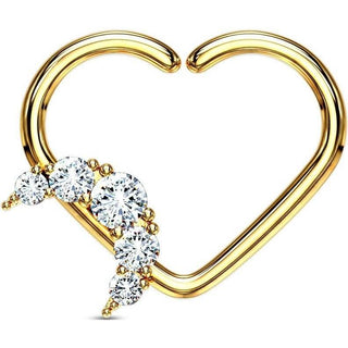 Piercing Ring Heart Moon Zirconia Bendable