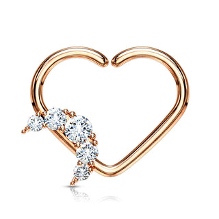 Piercing Ring Heart Moon Zirconia Bendable