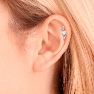 Titanium Barbell Flower Zirconia Mother of Pearls
