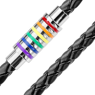 Black Braided Rainbow Stripes